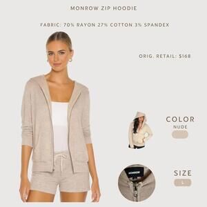 Monrow Supersoft Zip Up Hoodie Nude- Size L